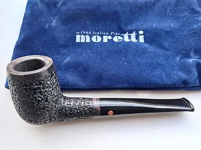 Pipe Moretti Billiard Freeform Rock Total Black Briar Handmade Italy 305 Oz.14 • $145