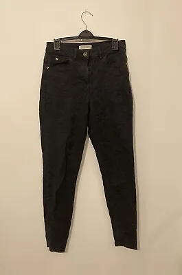 Black Cropped Jacquard Slim Leg Trousers By M&S Indigo (Size 8) • £0.99