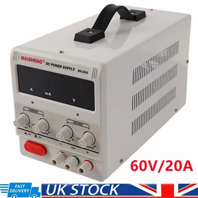 60V 20A DC Power Supply Variable Precision Adjustable Dual Digital Lab Test Grad • £216.89