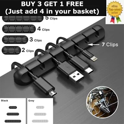 Cable Holder Management Clips Ties Charger Wire Tidy Lead Desk USB Organizer UK • £3.29