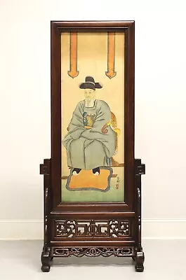 Hand Painted Asian Chinoiserie Screen On Hardwood Stand • $995