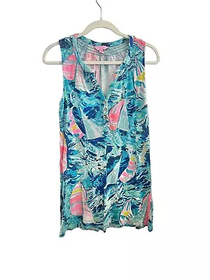 Lily Pulitzer Womens Size Small Sleeveless Printed Mini Dress Blue Colorful • $17.99