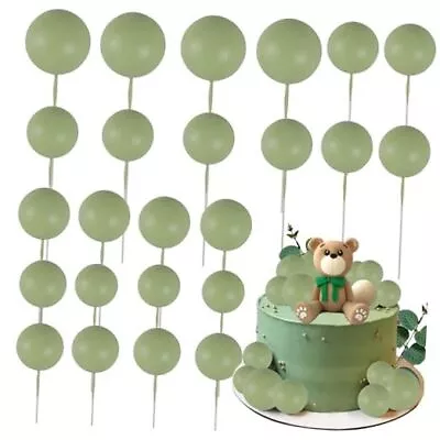  30Pcs Ball Cake Toppers Balls Cupcake Toppers Insert Foam Ball Matcha Green • $19.18