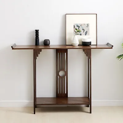 Chinese Style Vintage Console Table Sofa Side Table Bamboo Shelf Entryway Table • $109.99