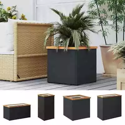 Planter Raised Bed Planter Pot Garden Flower Pot Black Poly Rattan VidaXL • £89.99