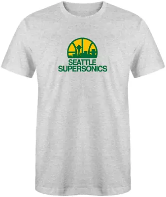 Seattle Supersonics Vintage Logo Light Grey 50/50 T-Shirt - Sizes S-XL • $13.99