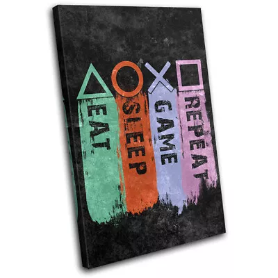 Playstation 5 Symbols Grunge Gaming SINGLE CANVAS WALL ART Picture Print • £24.99