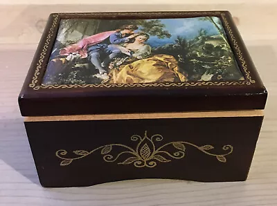 Vintage Linden Wood Music Box Jewelry Case Plays  Love Story 4.25” • $13.99