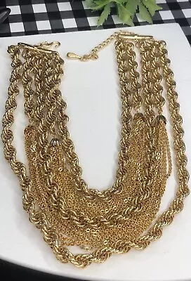 Vintage Signed VENDOME Gold Tone Festoon Style Statement Necklace • $49.99