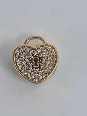 $349 • Buy Genuine Pandora 14ct 14KT Yellow Gold Heart Lock Charm  CZ