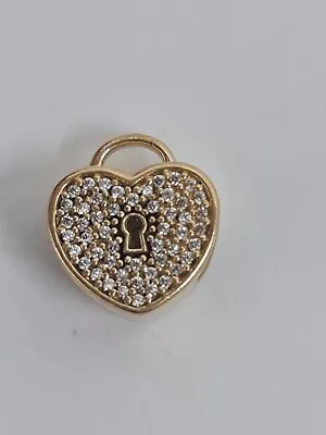 $349 • Buy Genuine Pandora 14ct 14KT Yellow Gold Heart Lock Charm  CZ