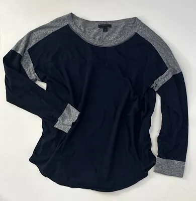 J CREW Women XL Navy Blue Gray EUC Top T-Shirt Jersey Lightweight Colorblock Tee • $12