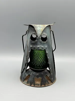 Old Vintage Rustic Farmhouse Metal Tin Owl Lantern Light Candle Holder HongKong • $25