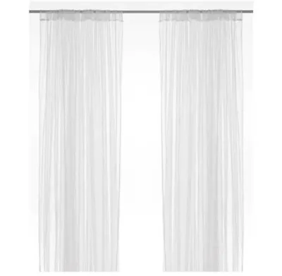 IKEA  Long Sheer Floaty White Net Lill Curtains 280 X 250 Cm -(1 Pair) • £9.99