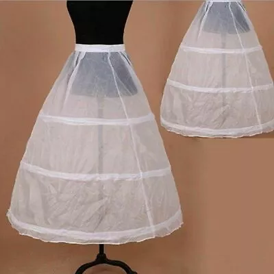 3 Hoop Women A-Line Full Length Petticoat Wedding Slips Crinoline Underskirt • $12.69