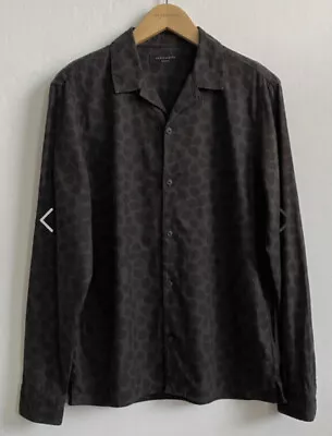 Allsaints WAKA LS Shirt Grey Leopard Pattern Brushed Cotton Men’s Medium  #205 • £19.99