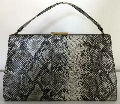 Vtg J.R. USA Faux Snake Skin Clutch Purse Brass Handle And Clasp • $14.99