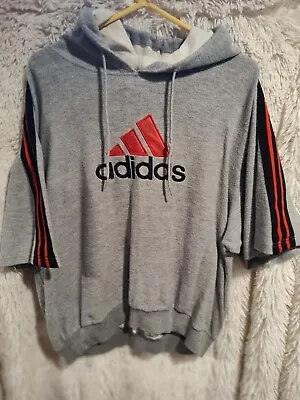 Vintage 1990s Adidas Short Sleeve Hoodie Boxing Rare Size L • $25