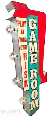 $59.99 • Buy Game Room W/ Arrow Retro Double Sided Metal Sign W/ LED Lights, Arcade, Man Cave