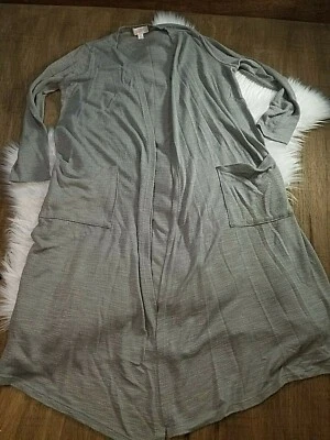 $17.99 • Buy Lularoe Duster Cardigan Size M, Gray, Pockets, Open Front, Long