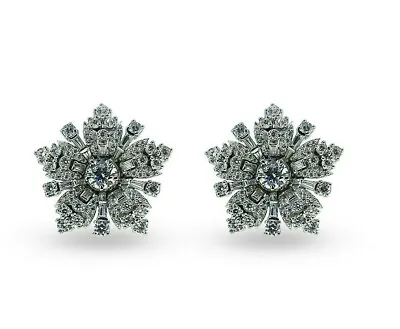 $305.90 • Buy 925 Sterling Silver Stud Earrings Cubic Zirconia Snowflake Baguette Women Jewels