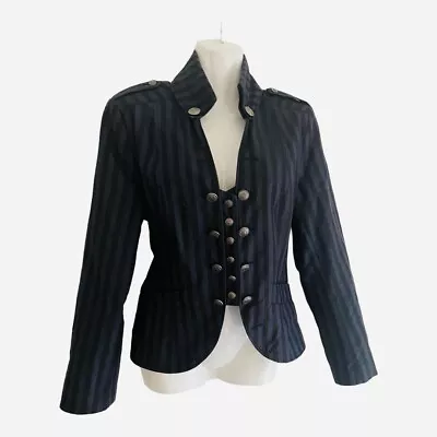 Steampunk Victorian Gothic  Blazer Jacket Stripes Cotton Lined Epaulettes Size L • $39.99