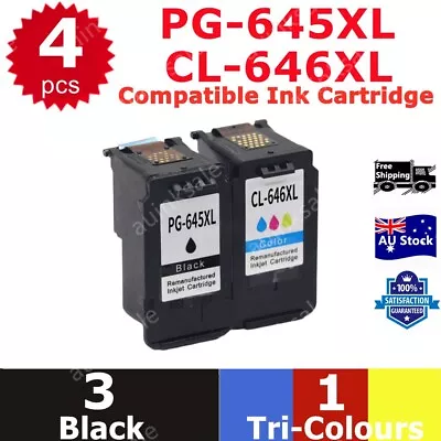 4x PG645XL CL646XL Remanufactured Ink Cartridge For Canon MG2560 TS3160 TS3360 • $100