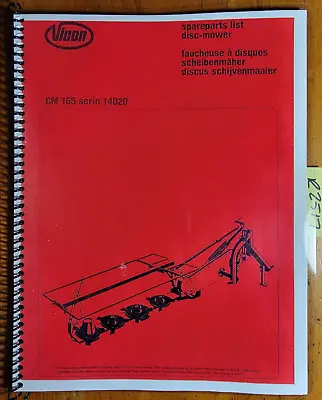 $15.99 • Buy Vicon CM165 Series 14020 Disc Mower Parts Manual 70.002.411/10