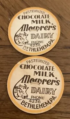 MOWRERS Dairy Pasteurized CHOCOLATE Milk Bottle Caps BETHLEHEM PA Qty 2 • $4.99