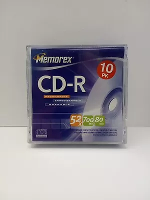 Memorex CD-R 52x 700MB 80 Min 10 Pack Recordable CD ROM New Sealed • $14.49