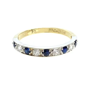 Gold Sapphire Ring 9ct Yellow Gold Sapphire Eternity Sparkly Eternity Band Gift • £89