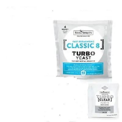STILL SPIRITS CLASSIC 8 TURBO YEAST And TURBO CLEAR X1 PACKET OF EACH • $23.75