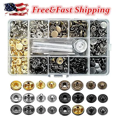 120pcs Leather Snap Fasteners Kit Metal Buttons Snaps 6 Color With Fixing Tools • $15.99