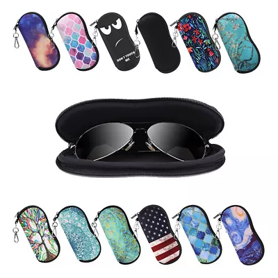 Glasses Case With Carabiner Portable Neoprene Zipper Sunglasses Soft Case • $8.79