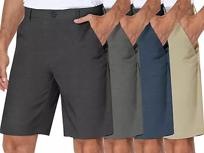 Men's Stretch Golf Shorts Lightweight Quick Dry Zip Pocket Chino Flex Half Pants • $16.19