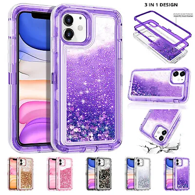 $13.39 • Buy Shockproof Case For IPhone 14 13 12 11 Pro Max Xr 6 8 7 Liquid Glitter Cover