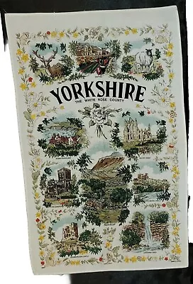 Vintage Cotton Linen Yorkshire Tea Towel Wall Hanging Britain • $7.99