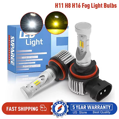 SUPAREE H11 H8 White Yellow LED Fog Light Bulbs Dual Color Switchback Bright DRL • $21.65