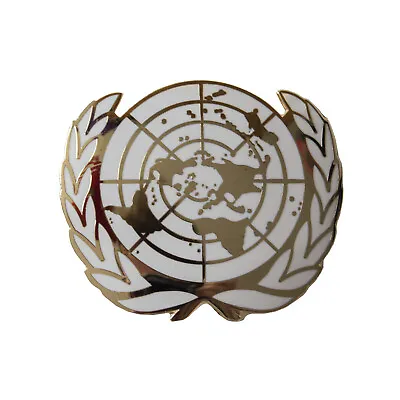 United Nations Official Issue Cap Beret UN Badge - Gold Metal White Enamel • £8.79