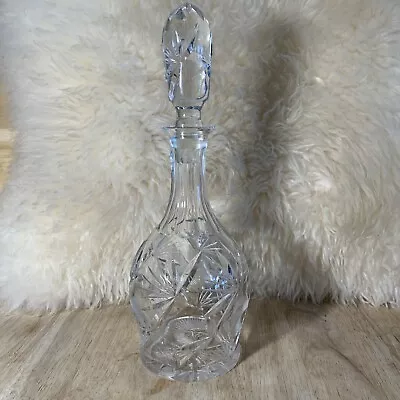 Vintage Glass Decanter W/ Stopper Wine Whiskey Liquor 12 Inches • $40.25