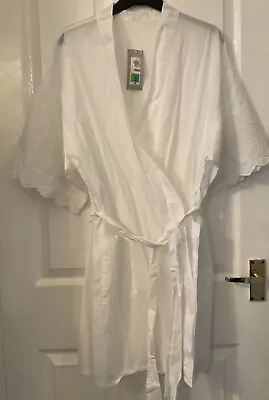£12.50 • Buy M&S Ladies White Cotton Dressing Gown Robe BNWT Size 12-14