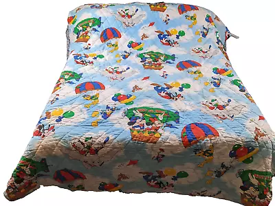 Vintage 80s Mickey Mouse Hot Air Balloon Blanket Bedspread Full Comforter Disney • $65