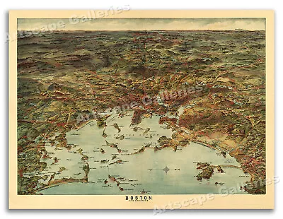 Boston Massachusetts 1905 Historic Panoramic Town Map - 24x32 • $24.95