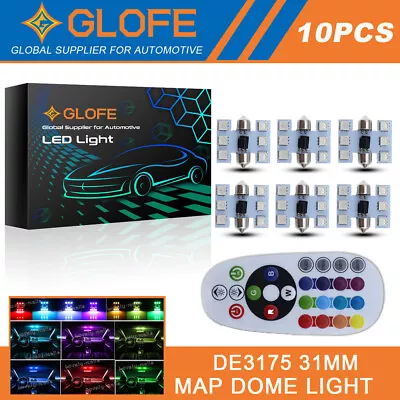 GLOFE 10x 6SMD-5050 Festoon 31MM LED Interior Map Dome Light Bulb Remote Control • $29.64