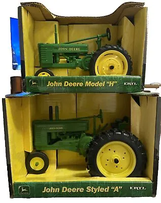 LOT 2 ERTL Diecast John Deere Model H + Styled A Tractor 1/16 Scale 15034 15071 • $69.99