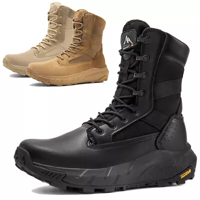 Mens Military Boots Tactical Boots 8 Inches Hiking Outdoor Leather Combat Boots • $69.99