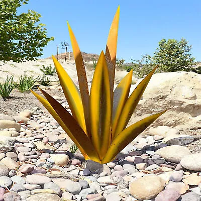 Metal Artificial Tequila Rustic 9 Leaves Agave Plant Sculpture Yard Art Statues • $22.31