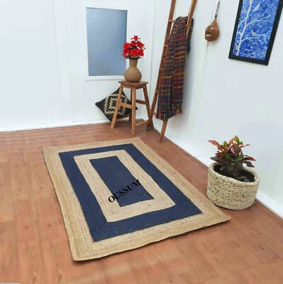 Oussum 100% Natural Jute Area Rug Rectangle Mat Kitchen Hallway Carpet Rag Rugs • £116.77