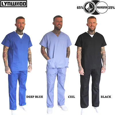 £11.99 • Buy Men's Medical Scrub Uniform TUNIC & TROUSER Set Doctor Hospital Suit All Colors
