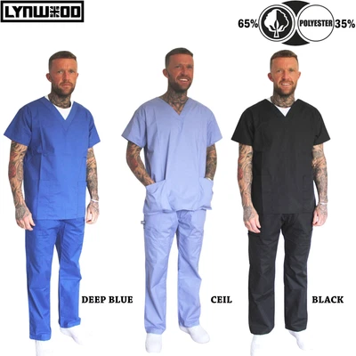£11.99 • Buy Men's Medical Scrub Uniform TUNIC & TROUSER Set Doctor Hospital Suit All Colors